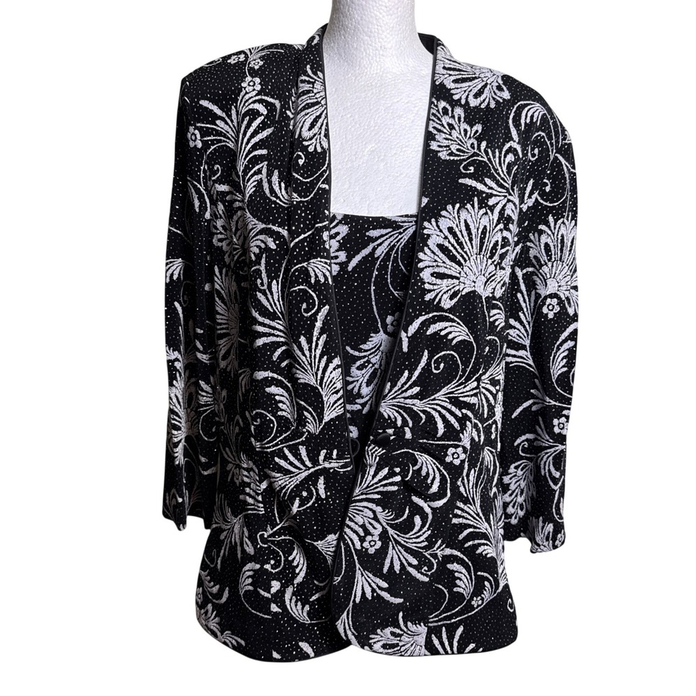 Alex Evenings 2-Piece Top Tank Cami Jacket Size L Sparkly Party Holiday Formal